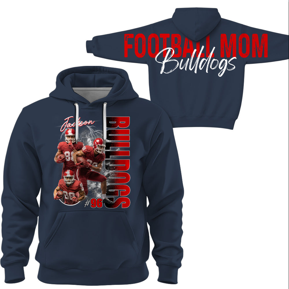 Personalized Football Mom Sweatshirt, Custom Large Back Graphic, Gift For Football Mom Football Lovers Football Family MI209 T24