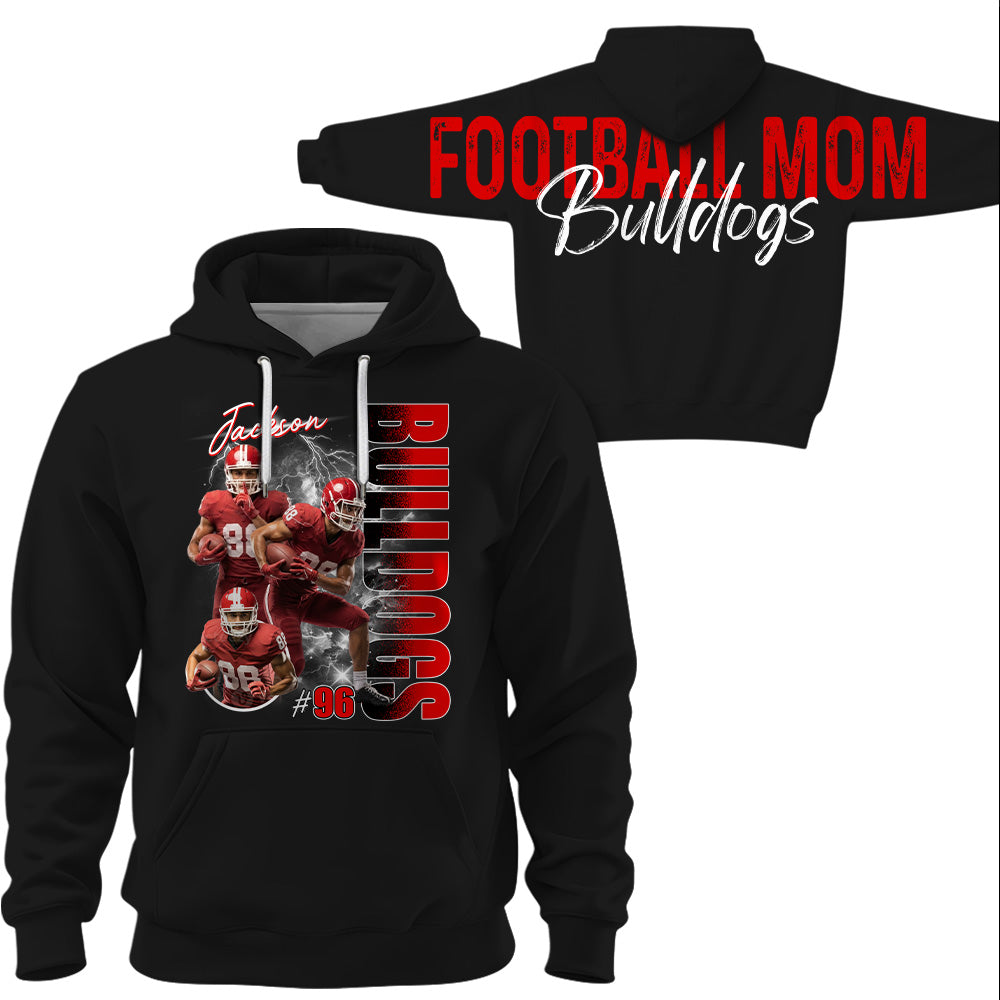 Personalized Football Mom Sweatshirt, Custom Large Back Graphic, Gift For Football Mom Football Lovers Football Family MI209 T24