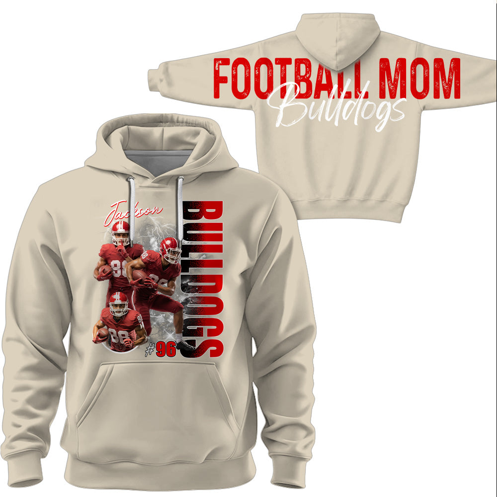 Personalized Football Mom Sweatshirt, Custom Large Back Graphic, Gift For Football Mom Football Lovers Football Family MI209 T24