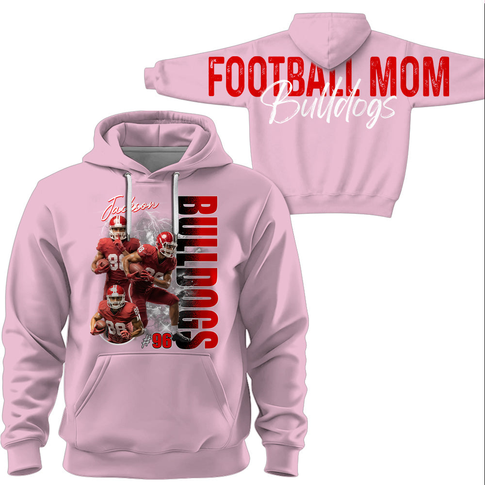 Personalized Football Mom Sweatshirt, Custom Large Back Graphic, Gift For Football Mom Football Lovers Football Family MI209 T24