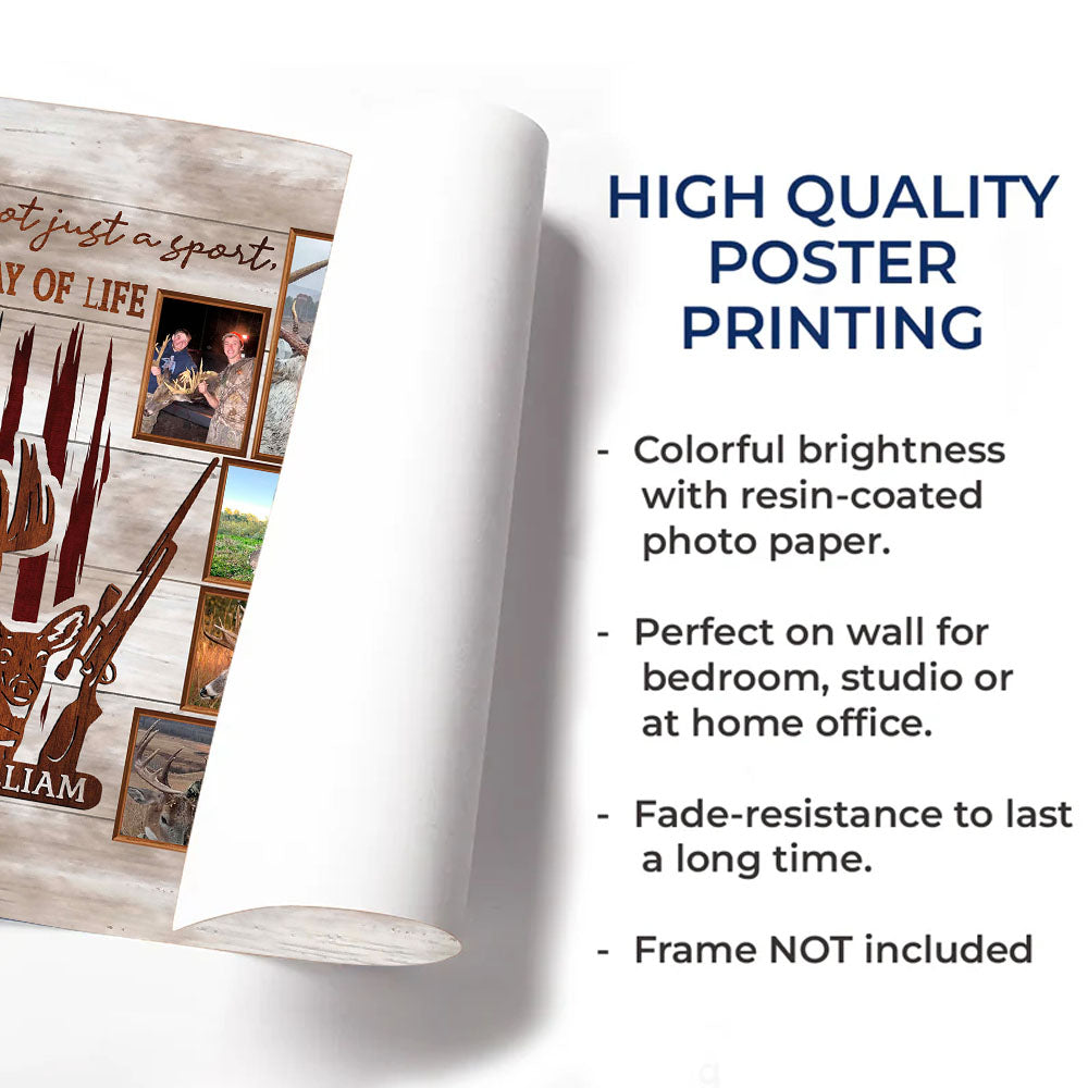 Custom Upload Photo Hunting Canvas Print, Hunting's Not Just A Sport, It's A Way Of Life American Flag Deer Decor For Hunter Nh00