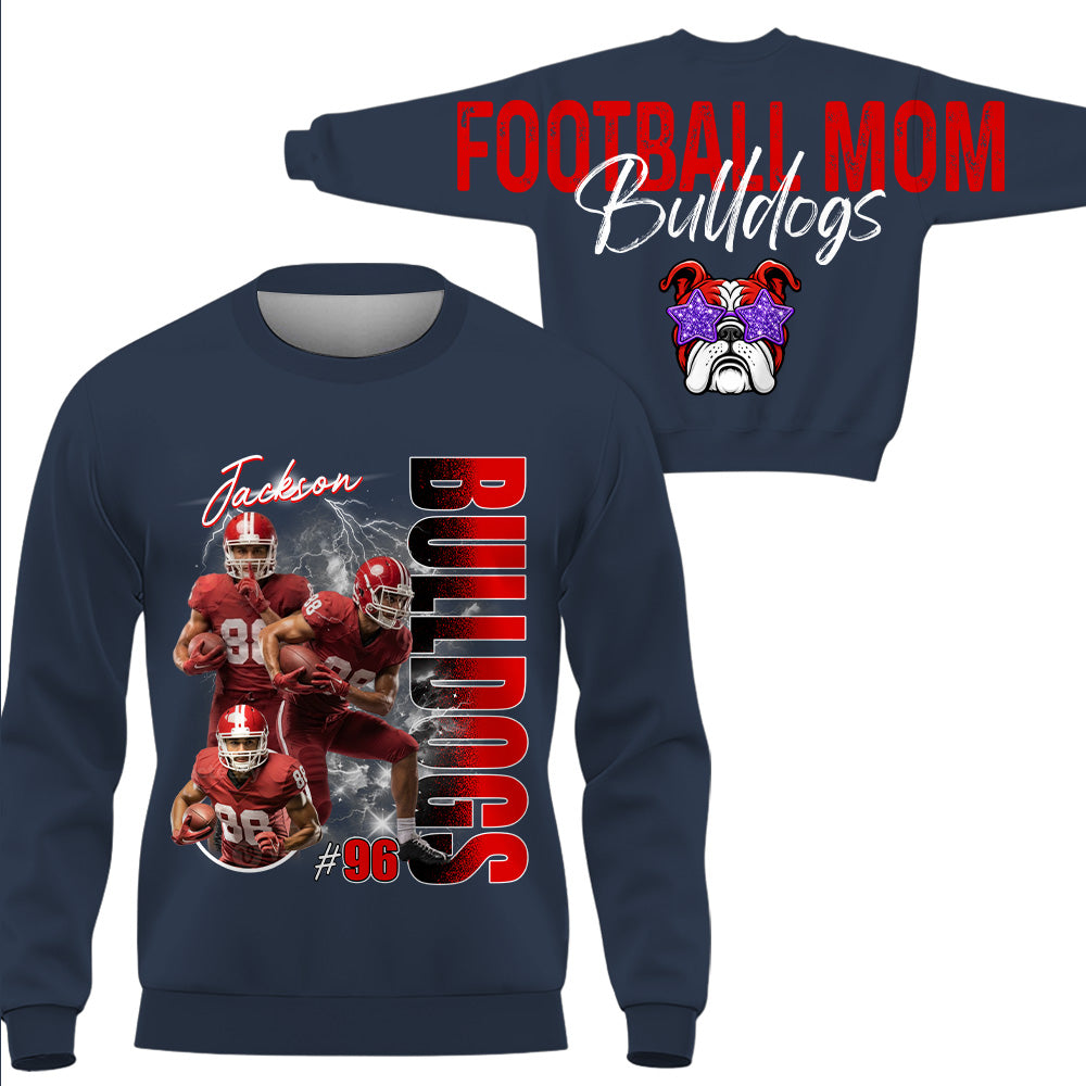 Personalized Football Mom Sweatshirt, Custom Large Back Graphic, Gift For Football Mom Football Lovers Football Family MI209 T24