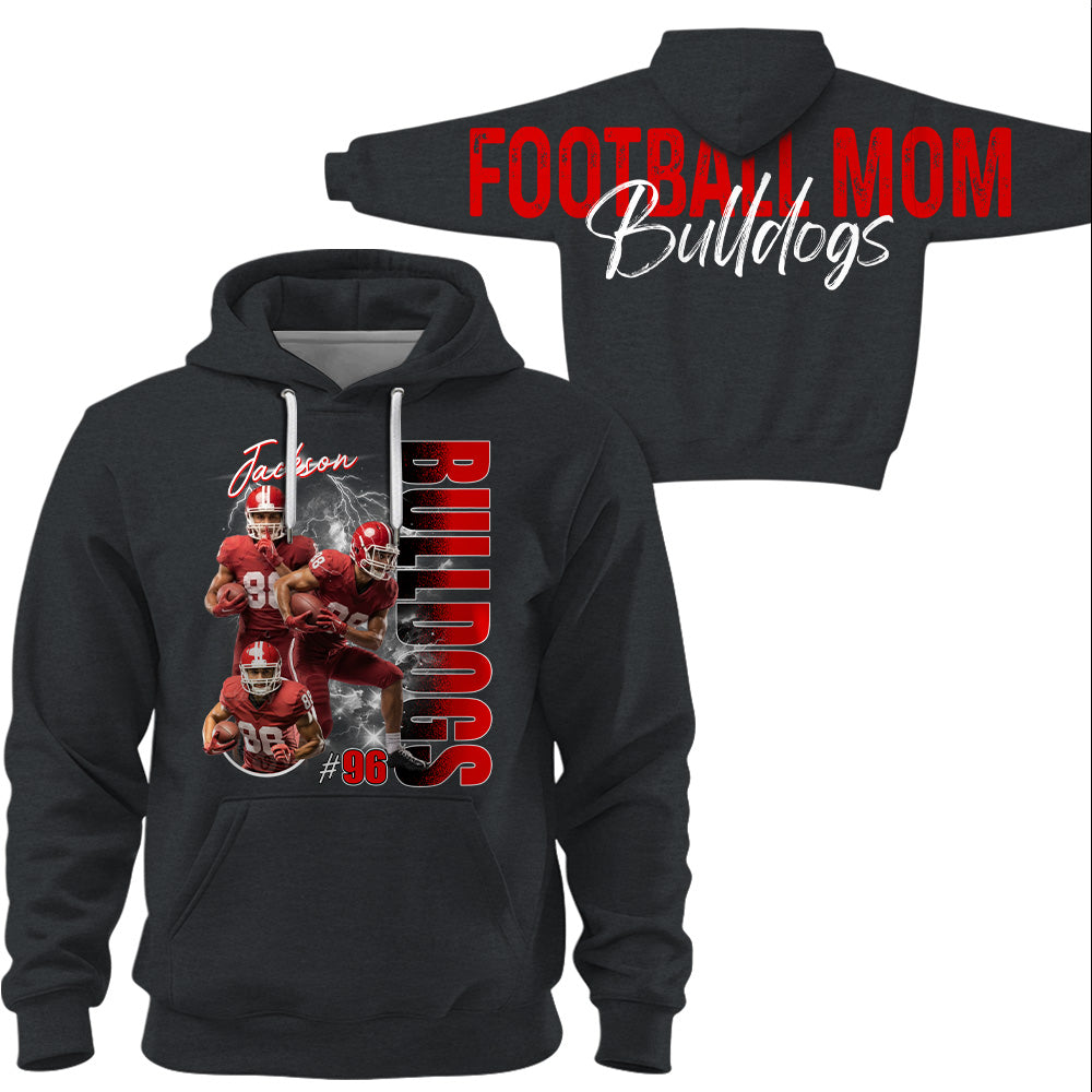 Personalized Football Mom Sweatshirt, Custom Large Back Graphic, Gift For Football Mom Football Lovers Football Family MI209 T24