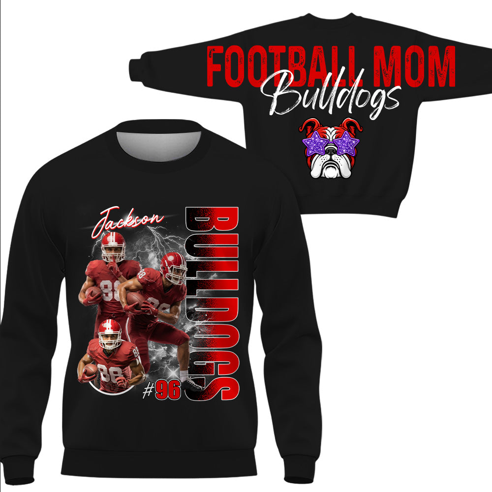 Personalized Football Mom Sweatshirt, Custom Large Back Graphic, Gift For Football Mom Football Lovers Football Family MI209 T24