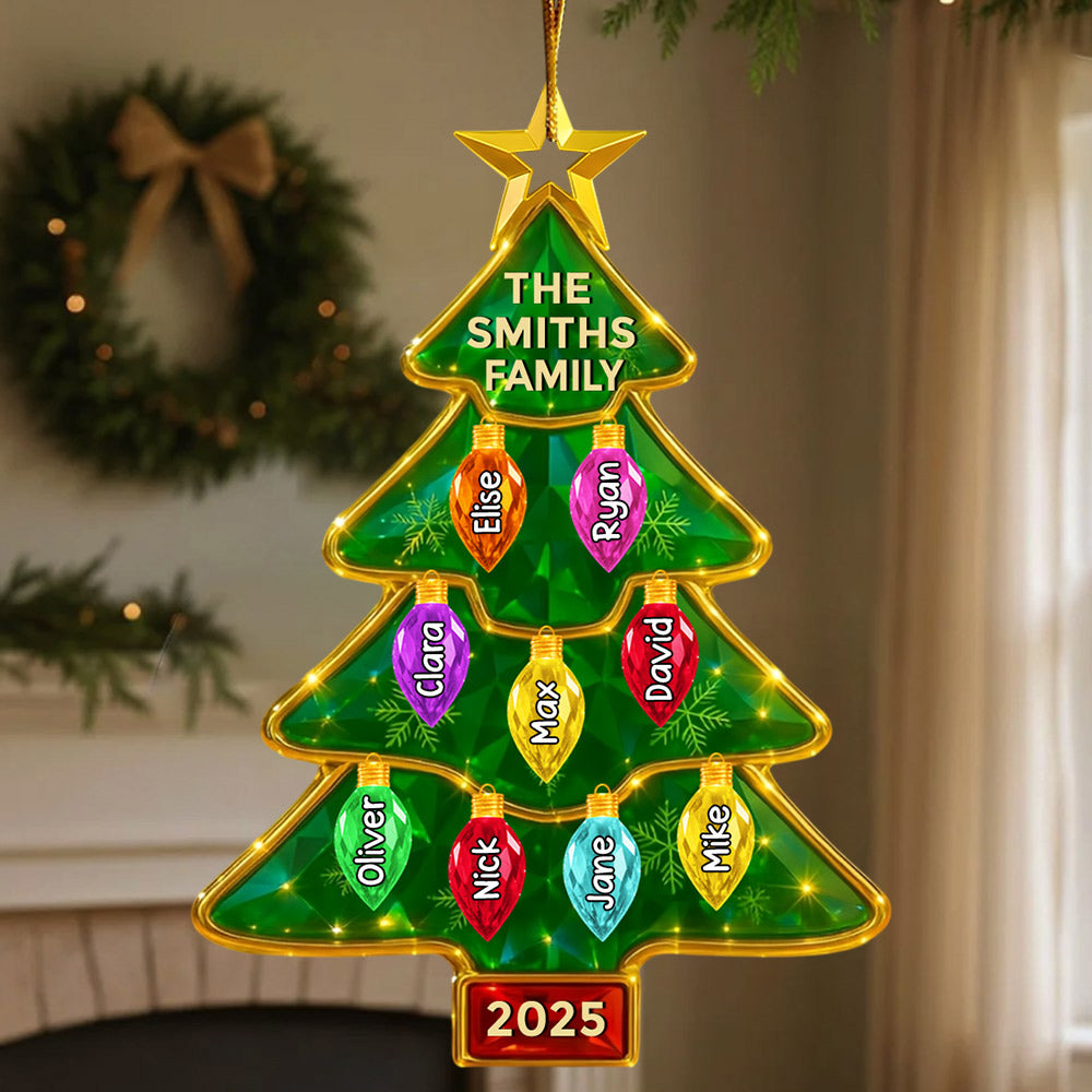 Family Light Up Christmas Tree Ornament Personalized Gifts For Family Tu24