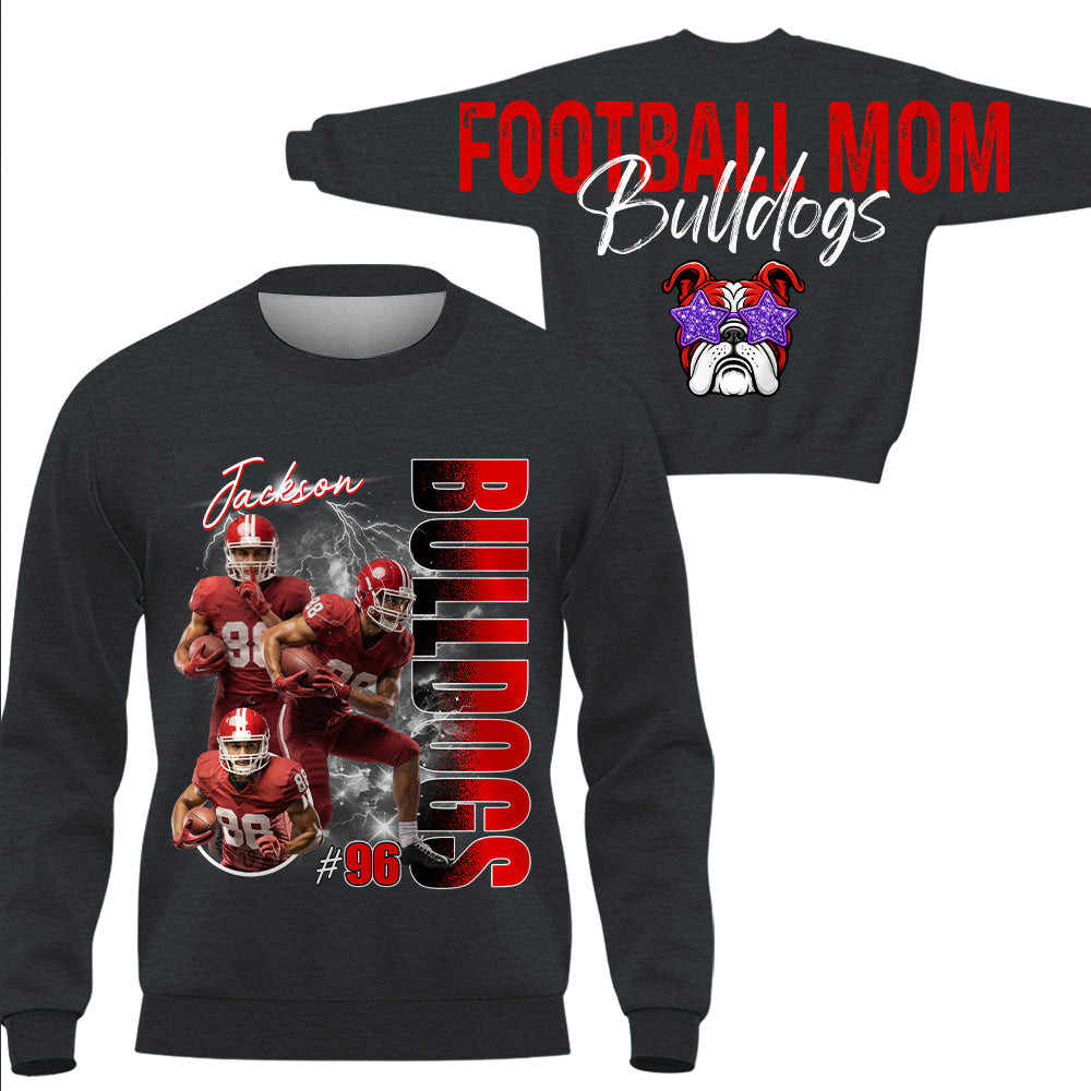 Personalized Football Mom Sweatshirt, Custom Large Back Graphic, Gift For Football Mom Football Lovers Football Family MI209 T24