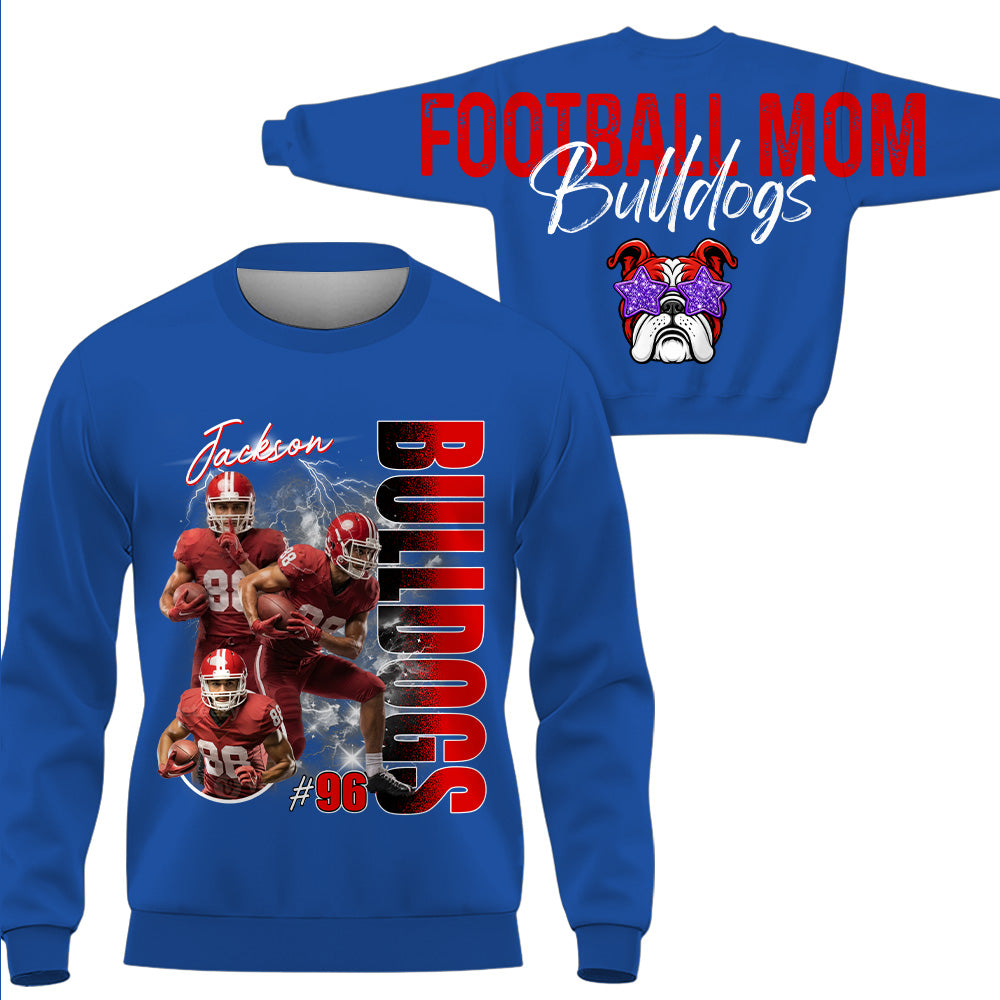 Personalized Football Mom Sweatshirt, Custom Large Back Graphic, Gift For Football Mom Football Lovers Football Family MI209 T24