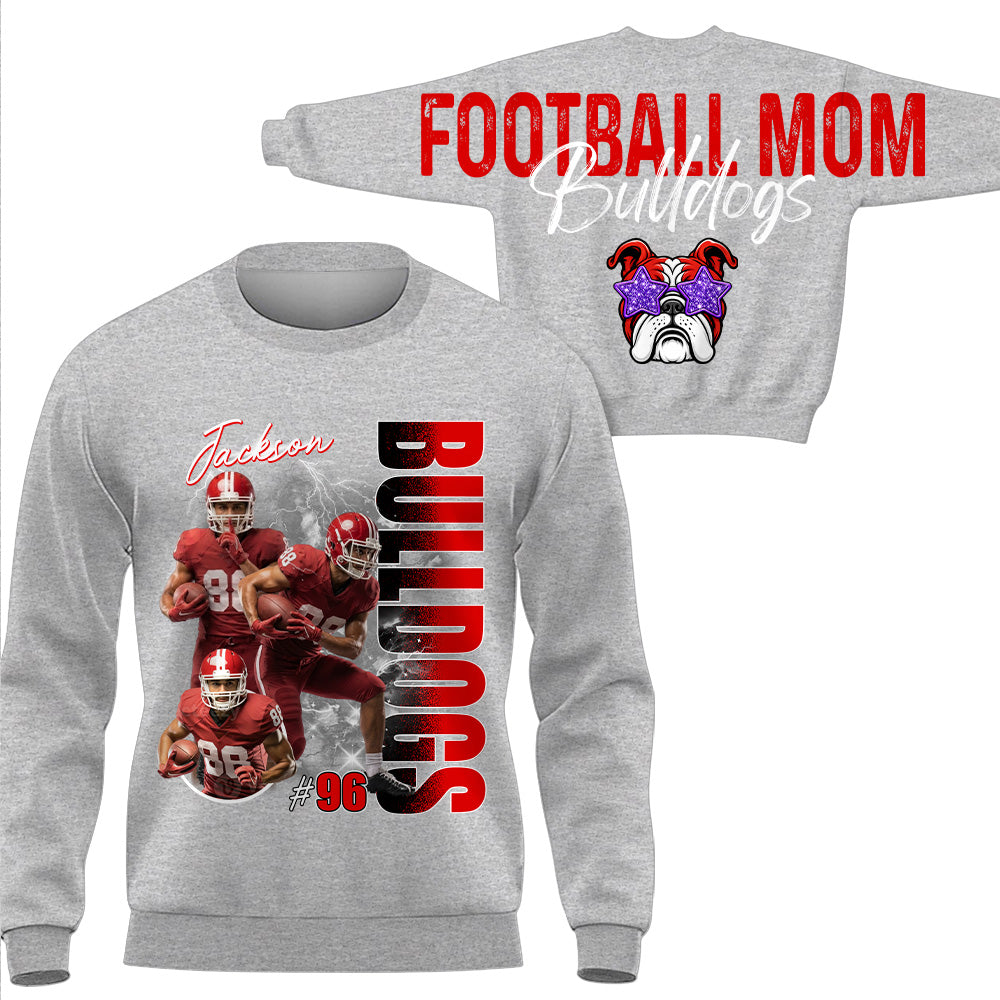 Personalized Football Mom Sweatshirt, Custom Large Back Graphic, Gift For Football Mom Football Lovers Football Family MI209 T24