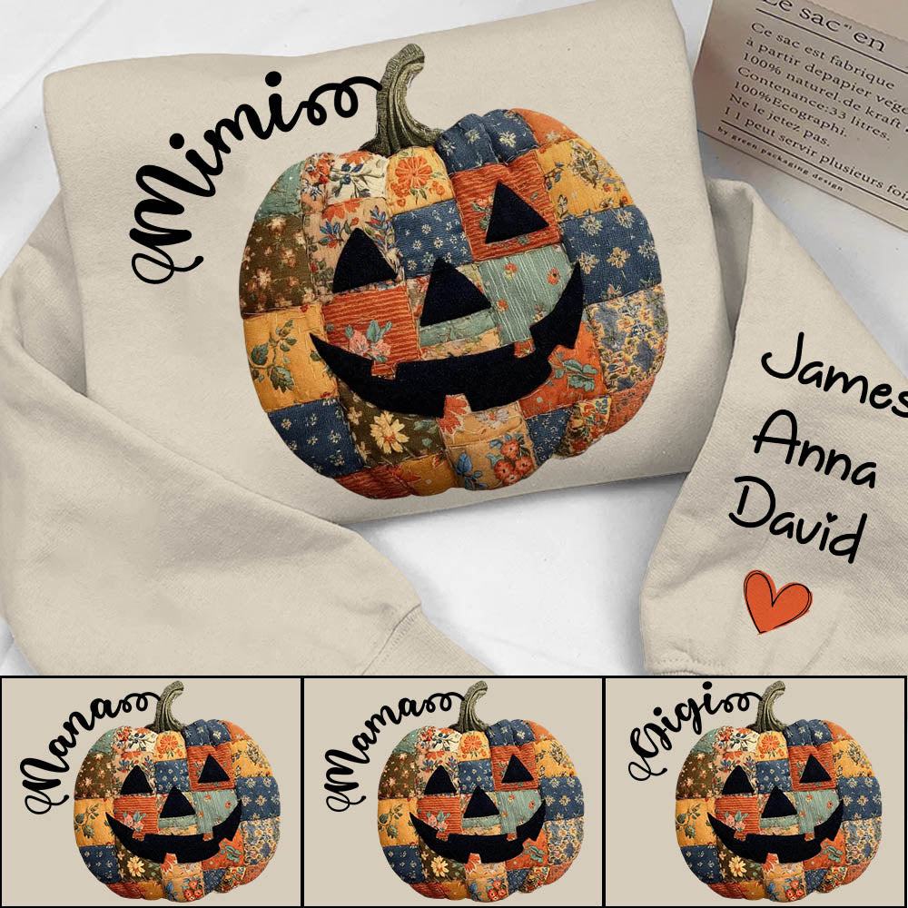 Personalized Mimi Pumpkin Sweatshirt, Custom Halloween Gift for Grandma With Grandkids' Names Nh00