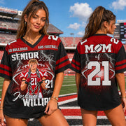 Custom Football Player Photo Senior Year Football Jersey Shirt For Mom Dad Family Game Day Jersey H2511 Trna