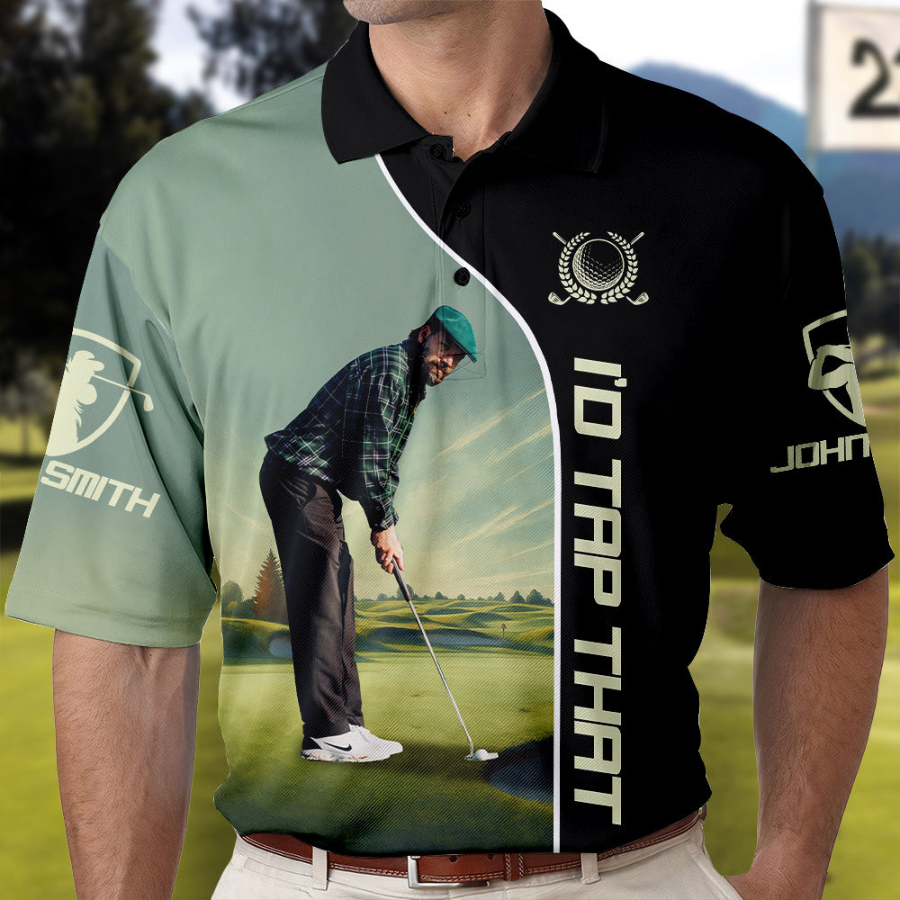I'D Tap That, Personalized The Golf Father Polo Shirt with Photo, Gift for Golf Player, Golf Lover A2110 Nh00