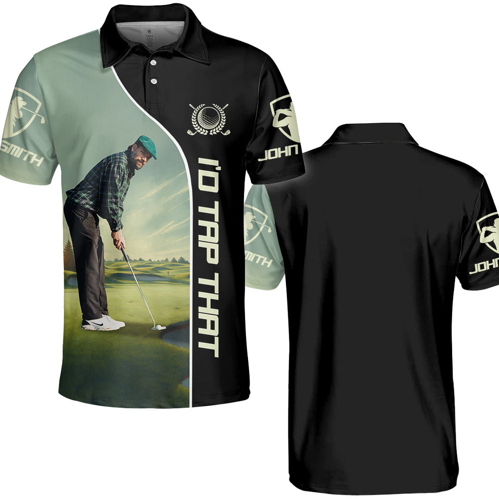 I'D Tap That, Personalized The Golf Father Polo Shirt with Photo, Gift for Golf Player, Golf Lover A2110 Nh00