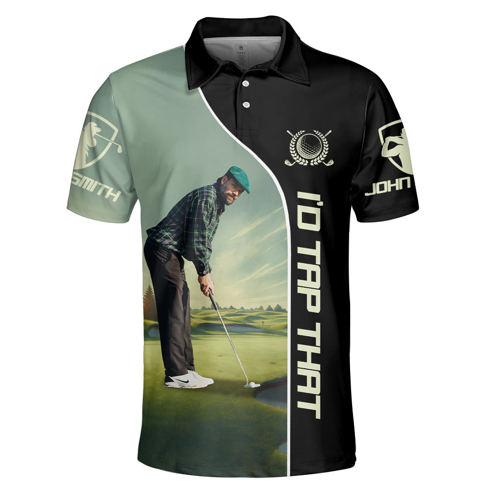 I'D Tap That, Personalized The Golf Father Polo Shirt with Photo, Gift for Golf Player, Golf Lover A2110 Nh00