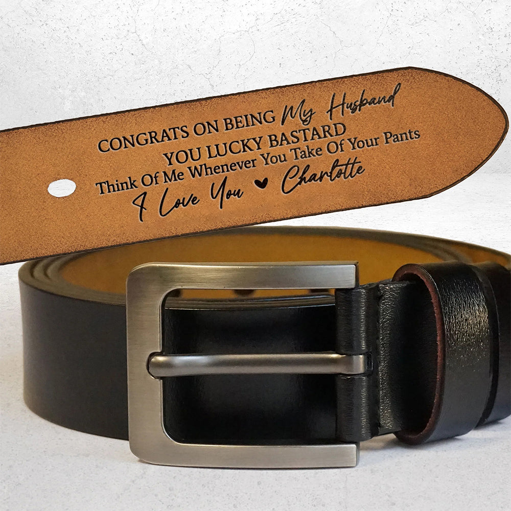 Custom Handmade Belt - Funny Gift for Husband, Father's Day Gift, Engraved Leather Belt Grooms Men, Anniversary Gift Fiancé