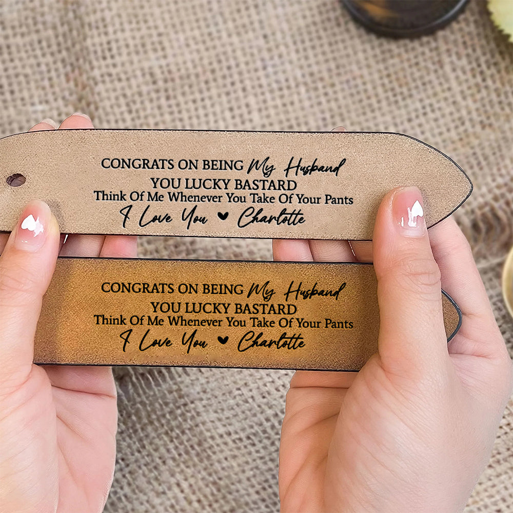 Custom Handmade Belt - Funny Gift for Husband, Father's Day Gift, Engraved Leather Belt Grooms Men, Anniversary Gift Fiancé