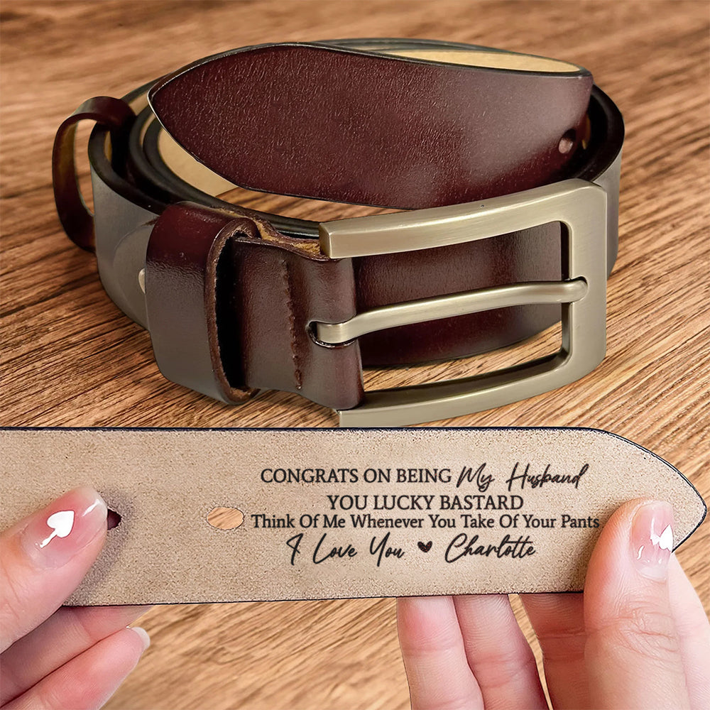 Custom Handmade Belt - Funny Gift for Husband, Father's Day Gift, Engraved Leather Belt Grooms Men, Anniversary Gift Fiancé