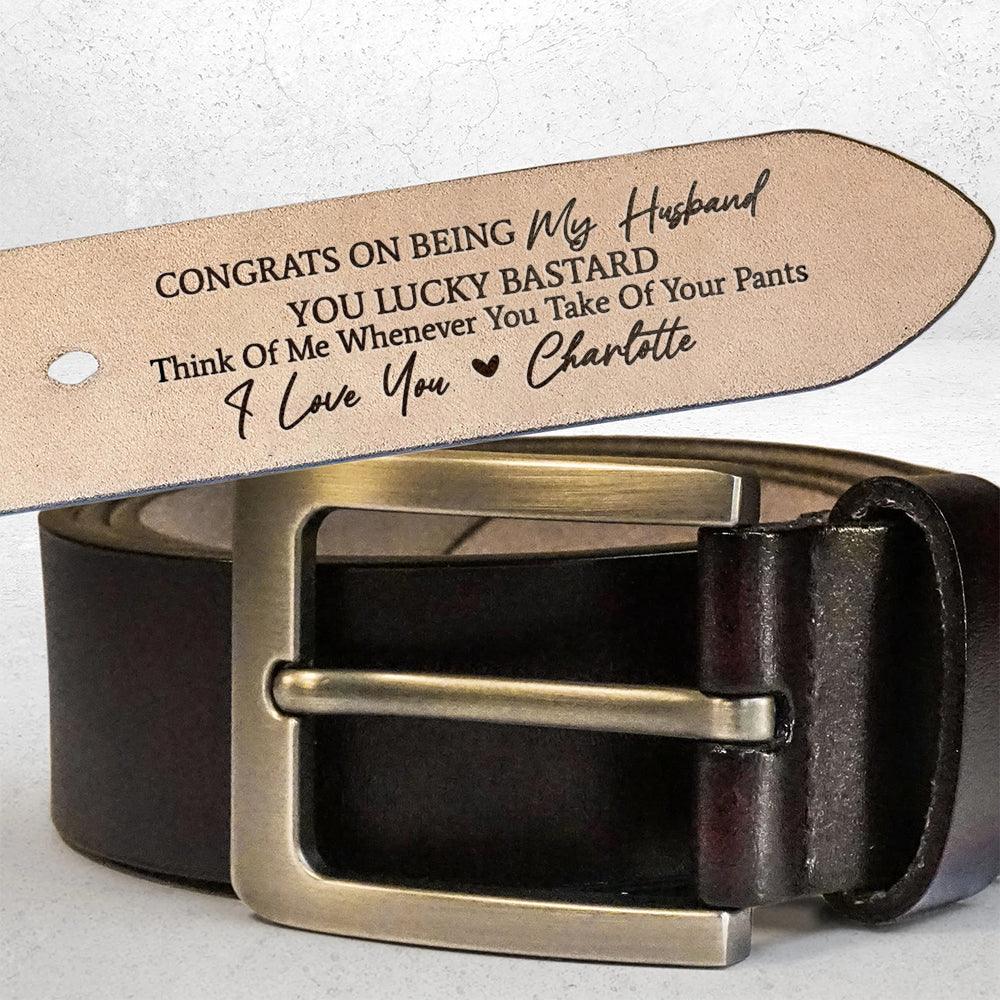 Custom Handmade Belt - Funny Gift for Husband, Father's Day Gift, Engraved Leather Belt Grooms Men, Anniversary Gift Fiancé