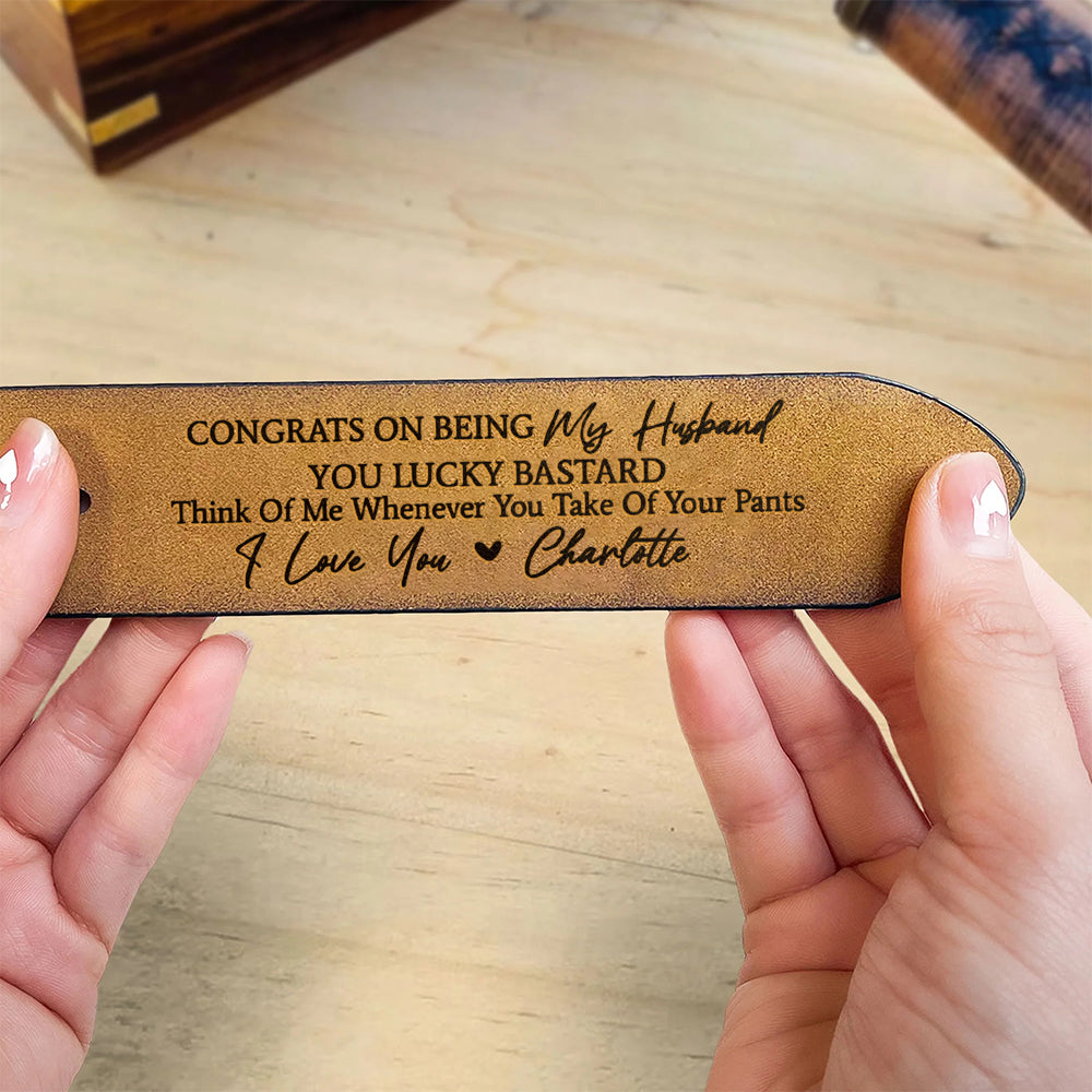 Custom Handmade Belt - Funny Gift for Husband, Father's Day Gift, Engraved Leather Belt Grooms Men, Anniversary Gift Fiancé