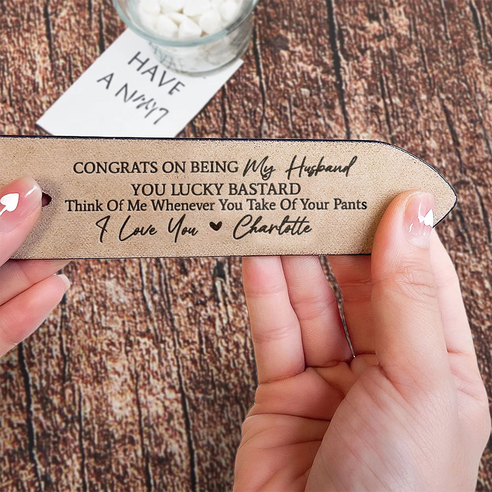 Custom Handmade Belt - Funny Gift for Husband, Father's Day Gift, Engraved Leather Belt Grooms Men, Anniversary Gift Fiancé