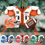Personalized Football American Christmas Ornament, Custom Name Ornament, Football Vest Car Ornament, Flat 2D Ornament Hv01