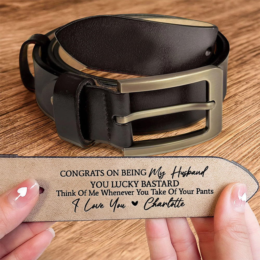 Custom Handmade Belt - Funny Gift for Husband, Father's Day Gift, Engraved Leather Belt Grooms Men, Anniversary Gift Fiancé