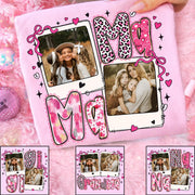 Custom Mama Valentine Glitter Upload Photo Shirt, Leopard Checkered Valentine  Nh00