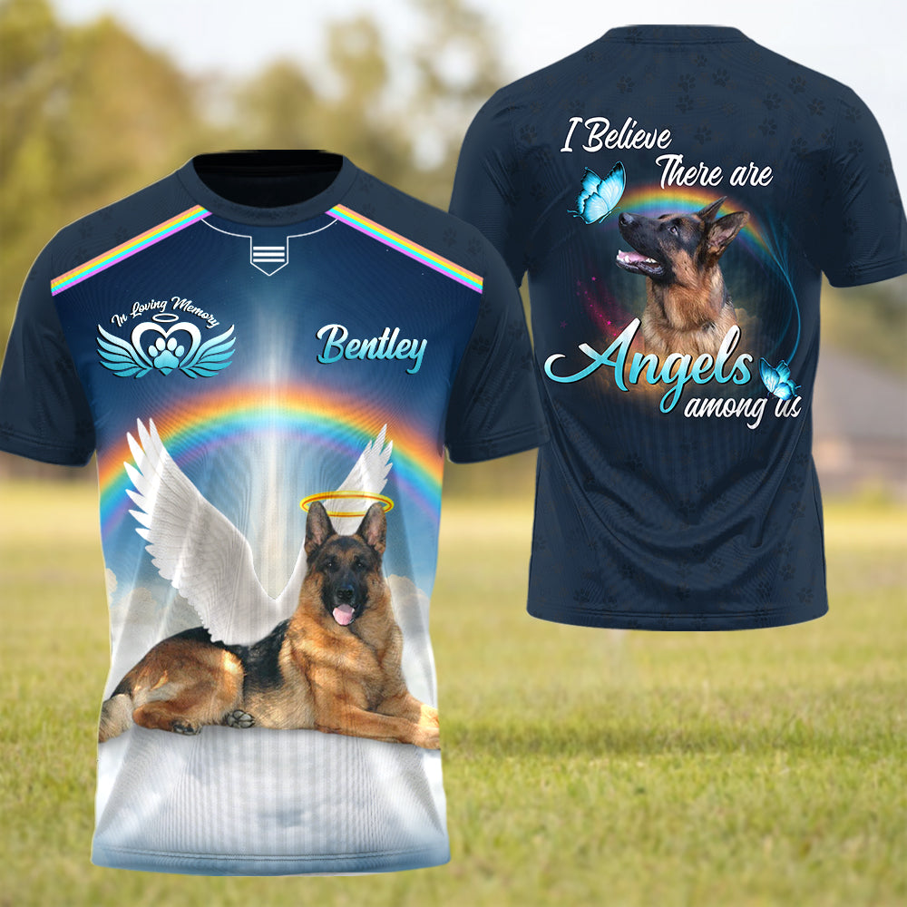 I Believe There Are Angles Among Us, In Loving Memory, Custom Photo Dog Memorial Shirt T1807