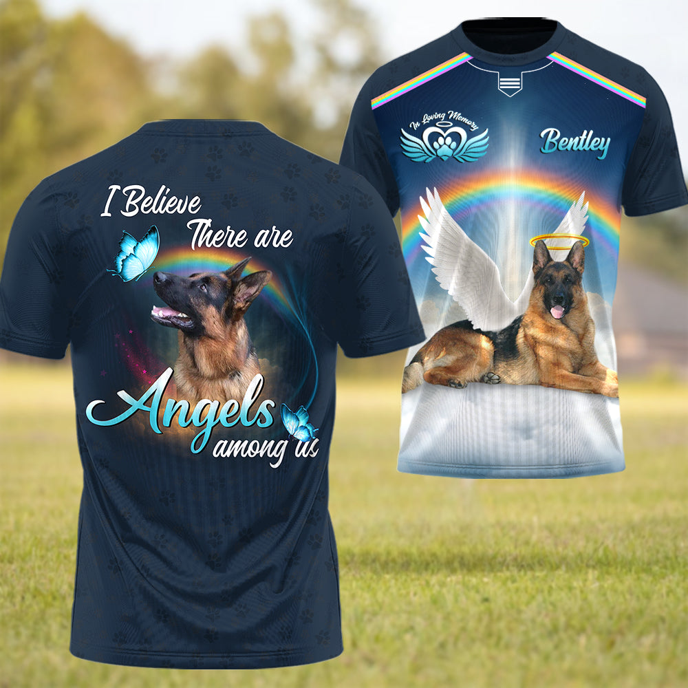 I Believe There Are Angles Among Us, In Loving Memory, Custom Photo Dog Memorial Shirt T1807