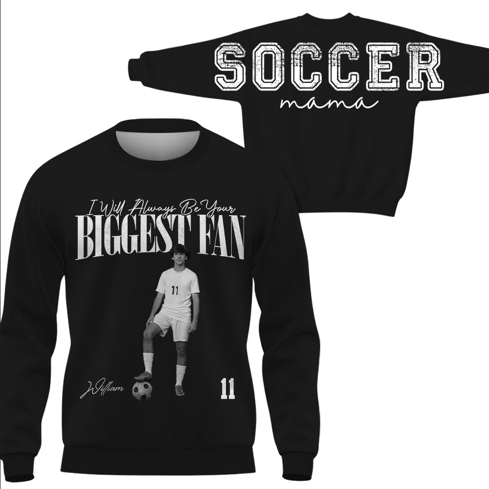I Will Always Be Your Biggest Fan, Custom Large Back Graphic Soccer,  Washed Tee Retro Bootleg Shirt, Gift For Soccer Mom Grandma Sport Family Soccer Lovers Ver2 MI209 T24