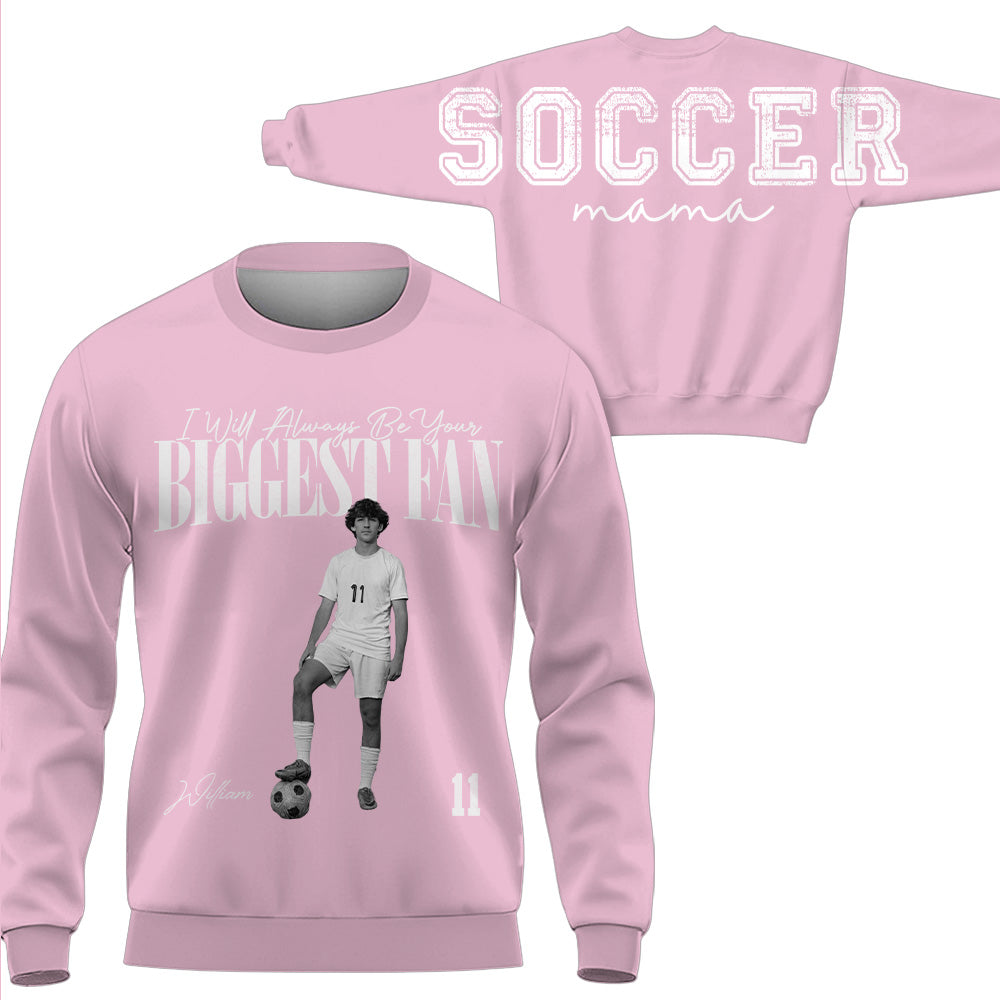 I Will Always Be Your Biggest Fan, Custom Large Back Graphic Soccer,  Washed Tee Retro Bootleg Shirt, Gift For Soccer Mom Grandma Sport Family Soccer Lovers Ver2 MI209 T24