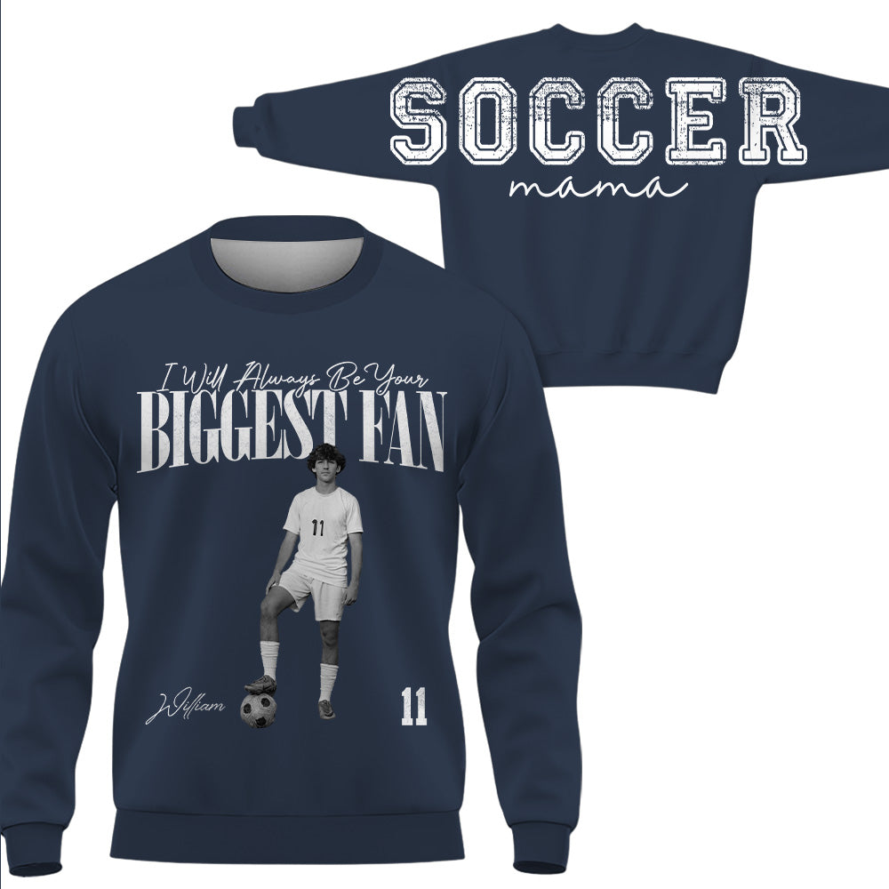 I Will Always Be Your Biggest Fan, Custom Large Back Graphic Soccer,  Washed Tee Retro Bootleg Shirt, Gift For Soccer Mom Grandma Sport Family Soccer Lovers Ver2 MI209 T24