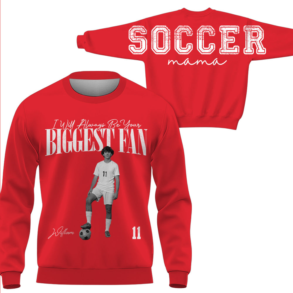 I Will Always Be Your Biggest Fan, Custom Large Back Graphic Soccer,  Washed Tee Retro Bootleg Shirt, Gift For Soccer Mom Grandma Sport Family Soccer Lovers Ver2 MI209 T24