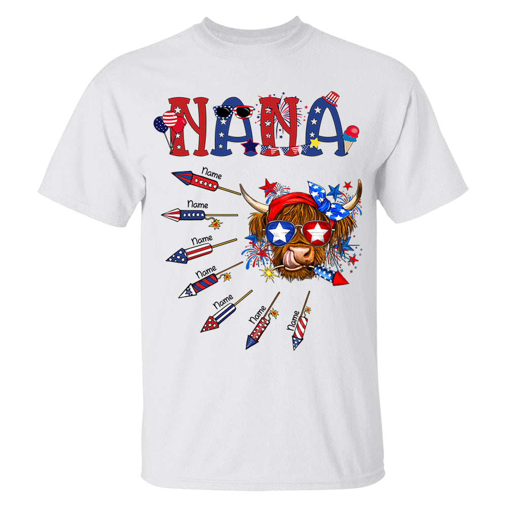 Personalized Grandma Patriotic With Firecrackers, Cute 4Th Of July Shirt For Grandma