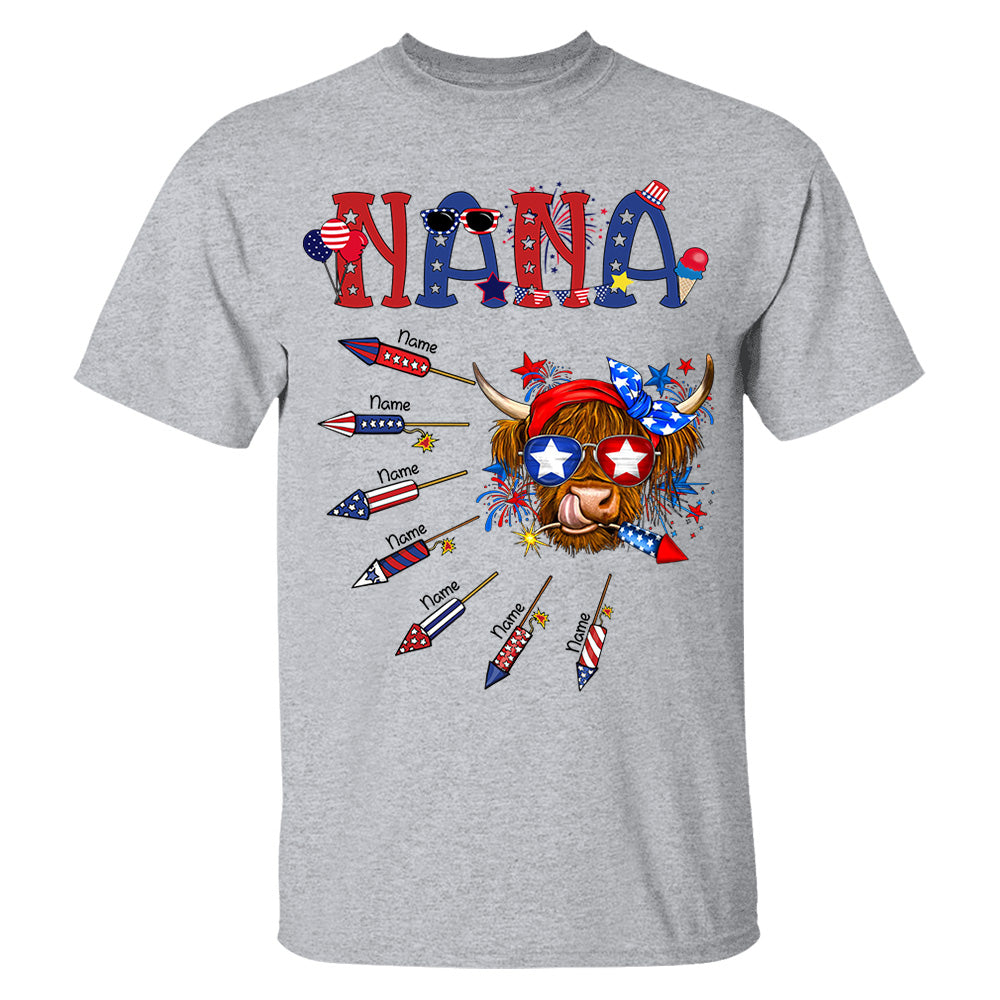 Personalized Grandma Patriotic With Firecrackers, Cute 4Th Of July Shirt For Grandma