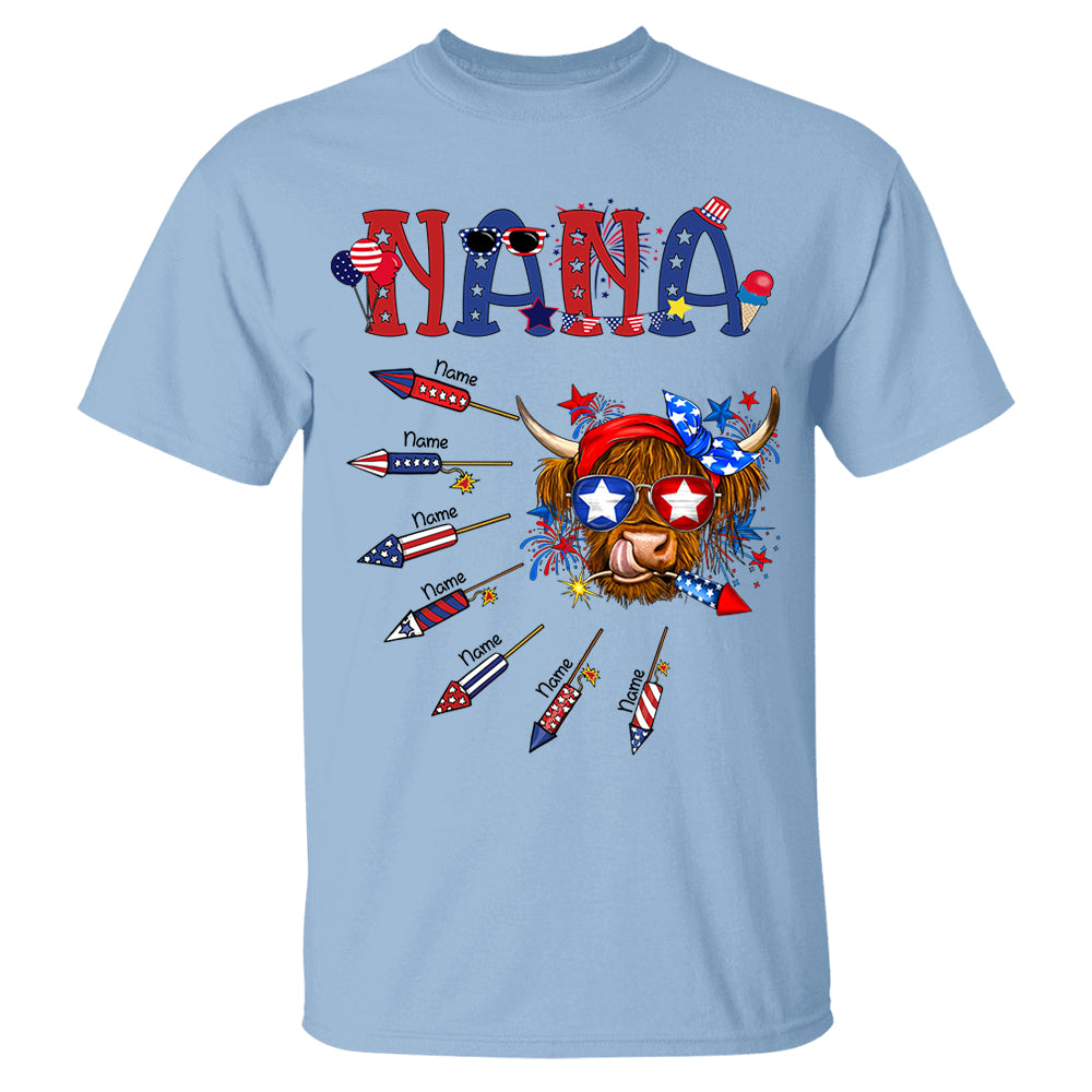 Personalized Grandma Patriotic With Firecrackers, Cute 4Th Of July Shirt For Grandma