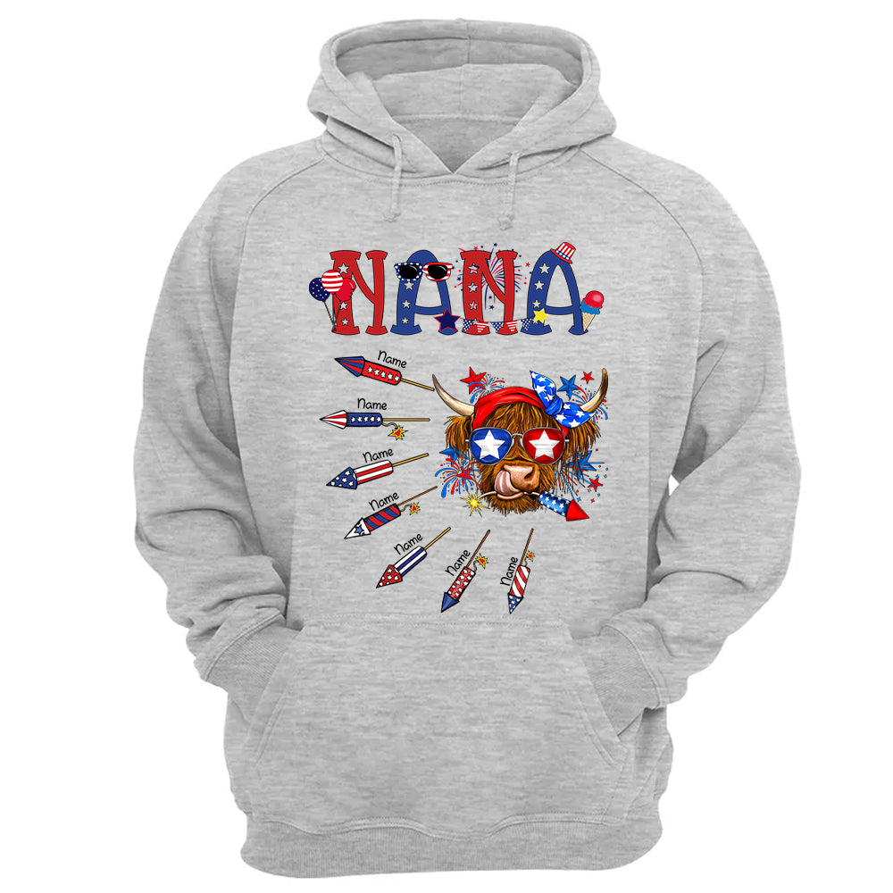 Personalized Grandma Patriotic With Firecrackers, Cute 4Th Of July Shirt For Grandma