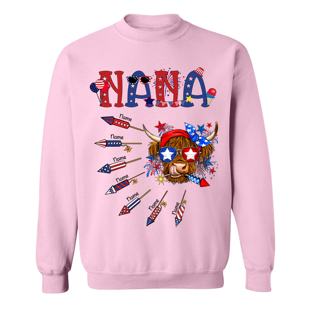 Personalized Grandma Patriotic With Firecrackers, Cute 4Th Of July Shirt For Grandma