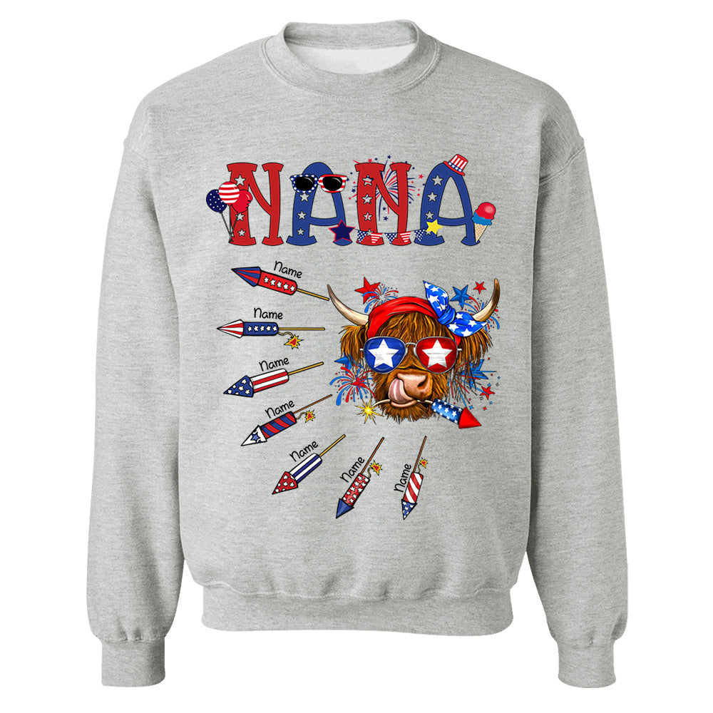 Personalized Grandma Patriotic With Firecrackers, Cute 4Th Of July Shirt For Grandma