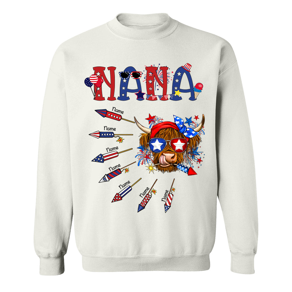 Personalized Grandma Patriotic With Firecrackers, Cute 4Th Of July Shirt For Grandma