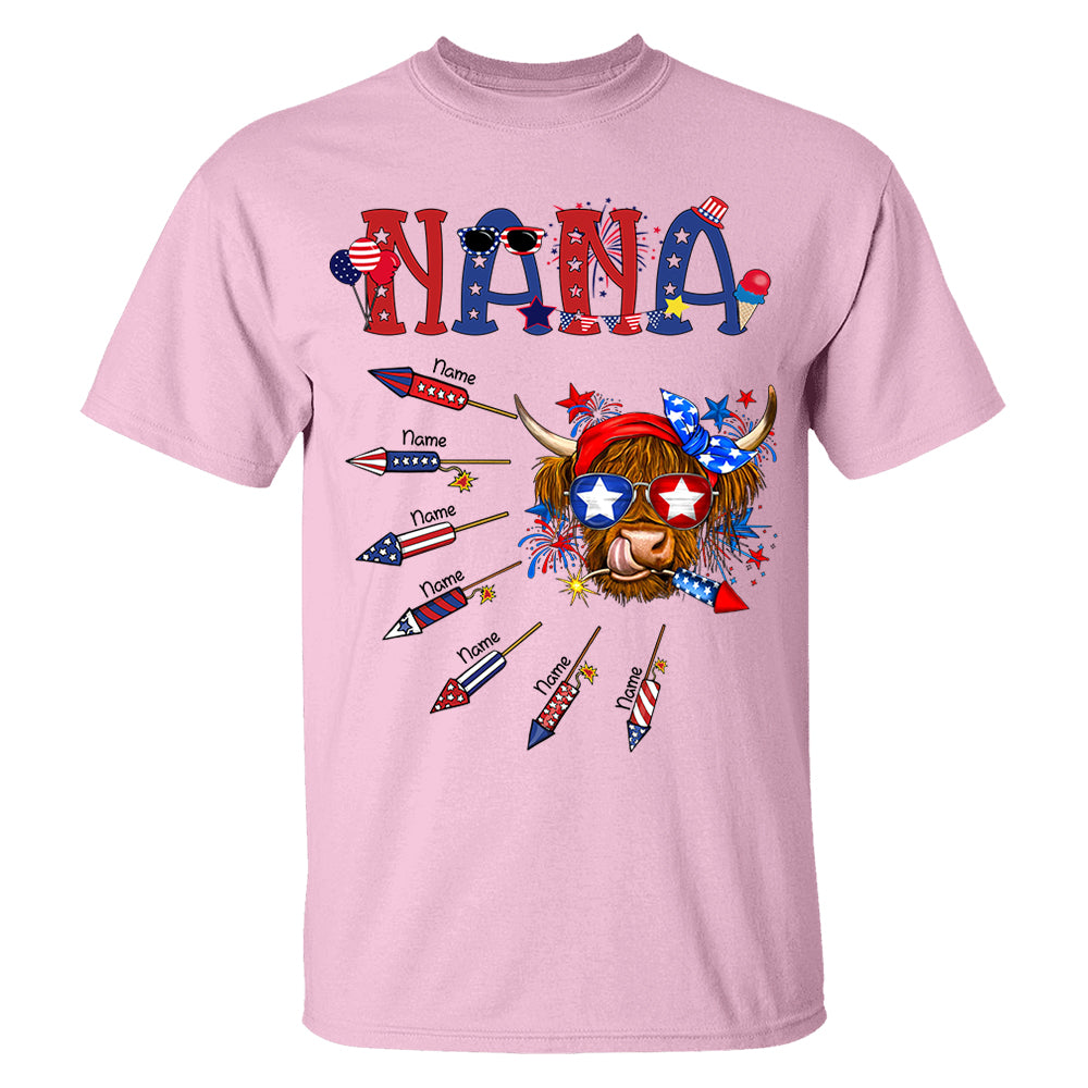 Personalized Grandma Patriotic With Firecrackers, Cute 4Th Of July Shirt For Grandma