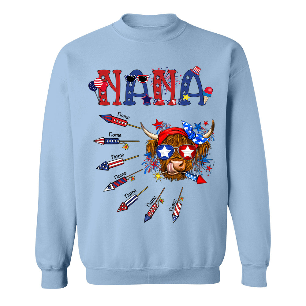 Personalized Grandma Patriotic With Firecrackers, Cute 4Th Of July Shirt For Grandma