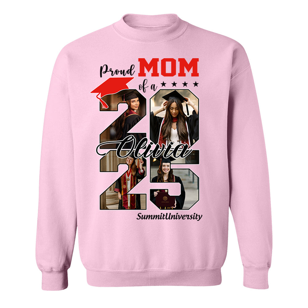 Proud Mom Of A 2025 Graduate Shirt, Personalized Graduation Shirts Proud Family Graduate 2025 Graduate Pictureand Photo Class Of 2025 Senior Family Shirt - YN2103 Li29