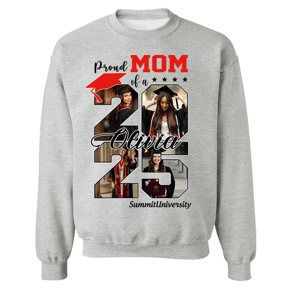Proud Mom Of A 2025 Graduate Shirt, Personalized Graduation Shirts Proud Family Graduate 2025 Graduate Pictureand Photo Class Of 2025 Senior Family Shirt - YN2103 Li29