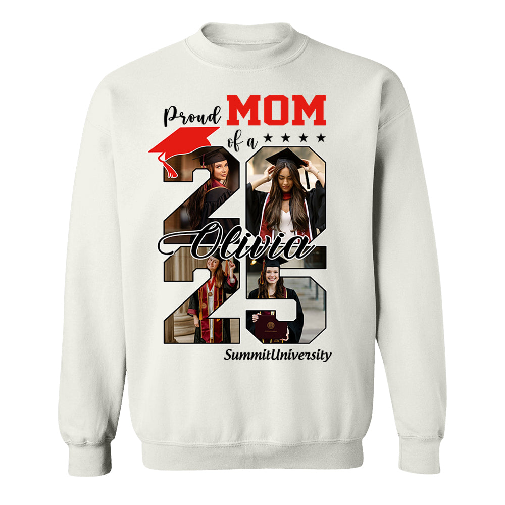 Proud Mom Of A 2025 Graduate Shirt, Personalized Graduation Shirts Proud Family Graduate 2025 Graduate Pictureand Photo Class Of 2025 Senior Family Shirt - YN2103 Li29