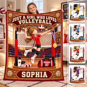 Personalized Volleyball Player Christmas Blanket, Custom Name, Number & Uniform Colors, Just a Girl Who Loves Volleyball Gift C2408 Hv01 DH09