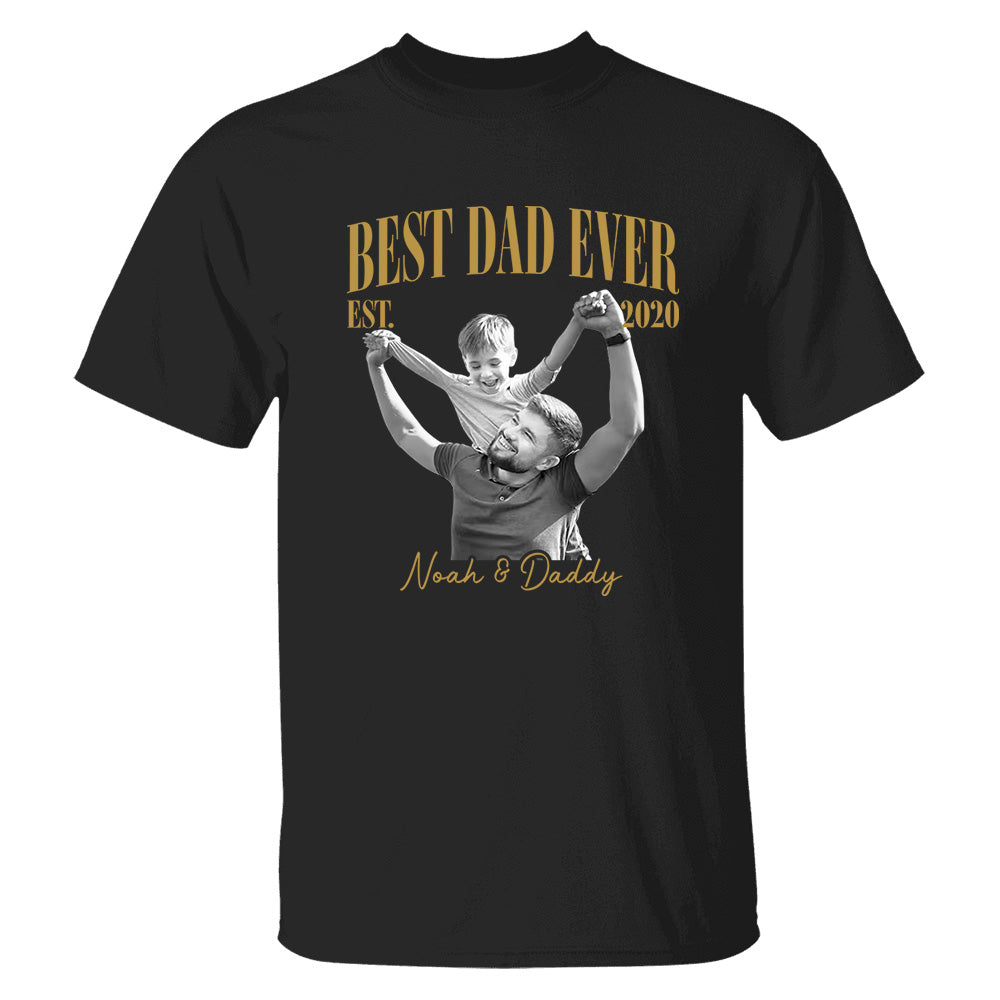Best Dad Ever Vintage Photo Shirt, Personalized Dad Picture Shirt With Kids Photo, Father's Day Shirt, New Dad Gift MI209 VH01