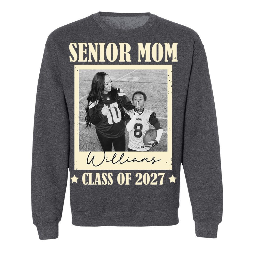 Senior Football Mom - Personalized Shirt For Football Mom Grandma Custom Football Player Photo NA04 T24
