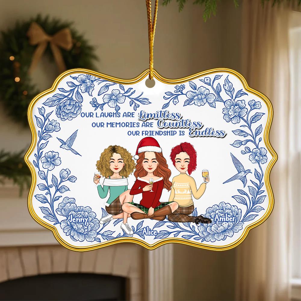 Let The Good Times Roll - Bestie Personalized Toile De Jouy Style  Acrylic Ornament - Christmas Gift For Best Friends, BFF, Sisters Nh00