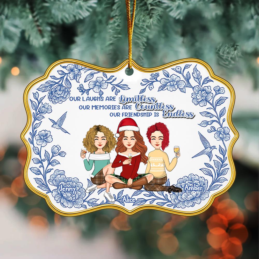 Let The Good Times Roll - Bestie Personalized Toile De Jouy Style  Acrylic Ornament - Christmas Gift For Best Friends, BFF, Sisters Nh00