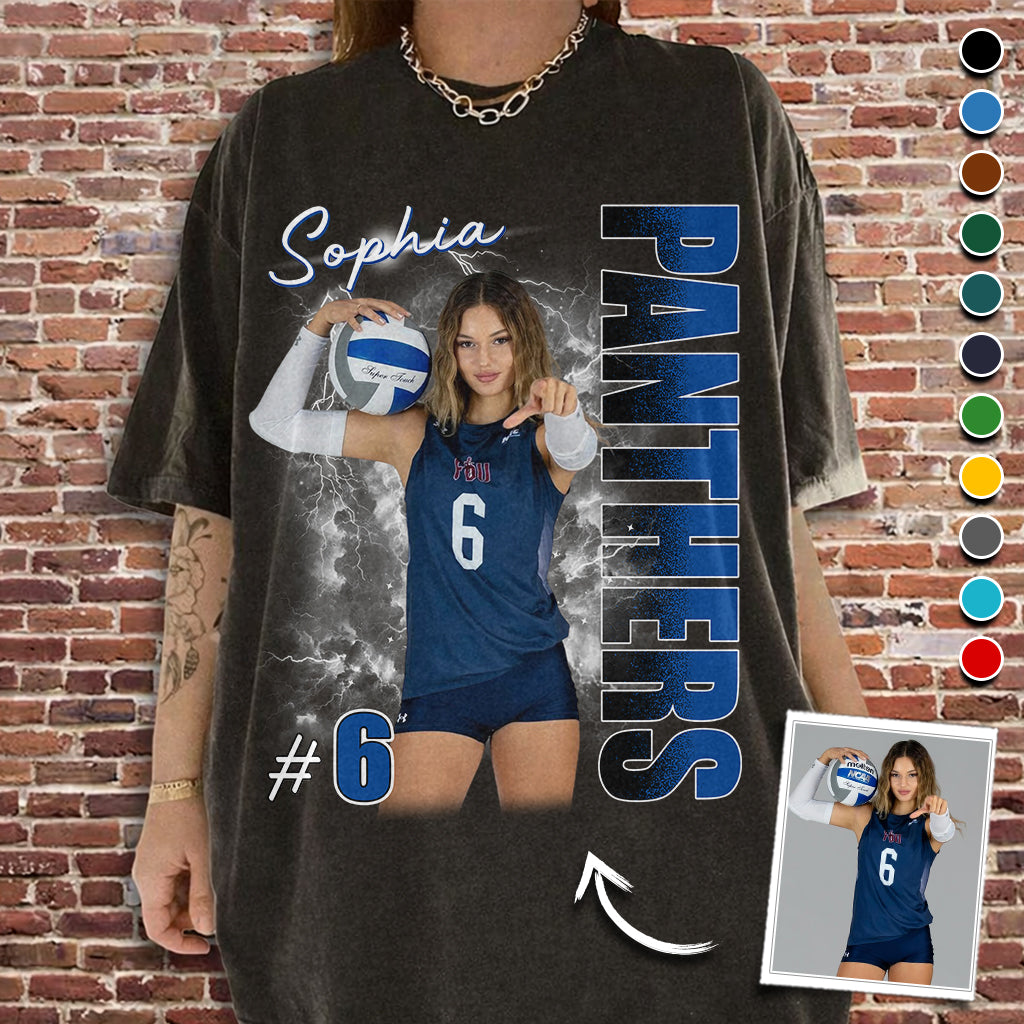 Custom Photo Volleyball Player Shirt - Personalized Team Name School Name Bootleg Shirt Vr2 Na02 Hv01